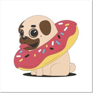 Doughnut on a Pug Posters and Art